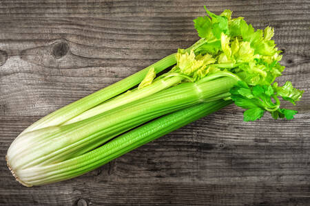 Celery on a wooden table