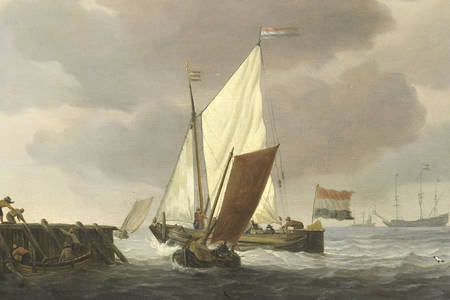 Willem van de Velde, o Jovem: "Navios ao largo da costa com tempo ventoso"