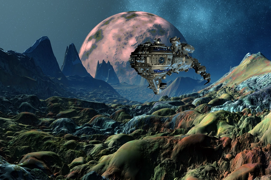 Spaceship on the planet