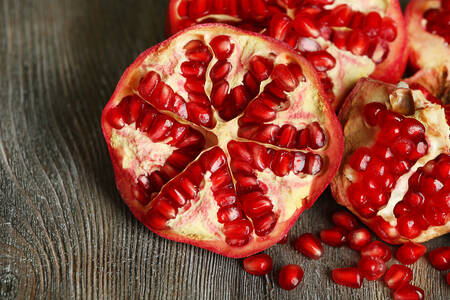 Ripe pomegranate on the table