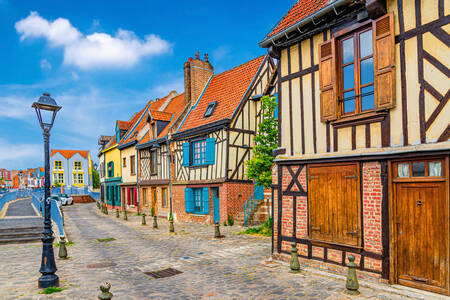 Vakwerkhuizen in de stad Amiens