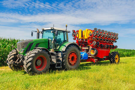 Big tractor in the field