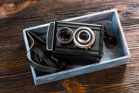 Antique camera in a box