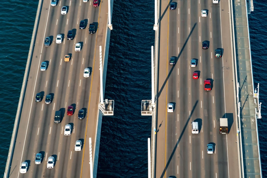 Vista aérea da Ponte da Baía em San Francisco