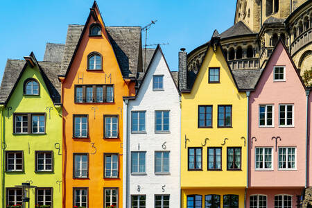 Colorful historic buildings in Cologne