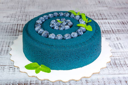 Blue cake with blueberries