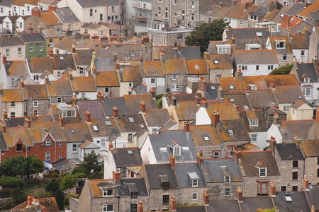 Toits des maisons sur l'île de Portland