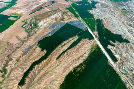 View from above of mountains and hills