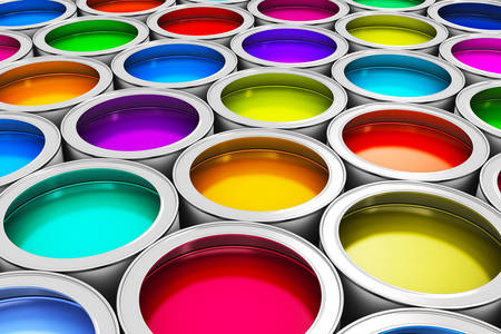 Abstração de cores brilhantes em latas