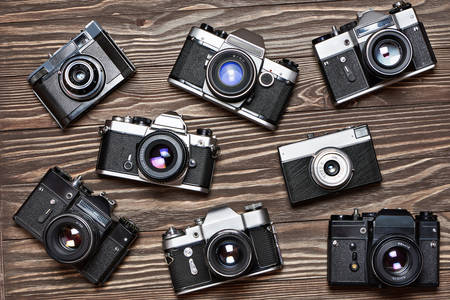 Retro fotoğraf makinesi koleksiyonu