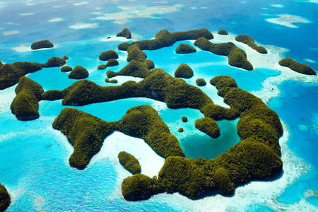 Pohľad na ostrovy Palau