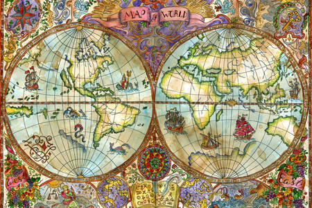 Винтажная карта мира
