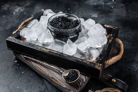 Black caviar with ice