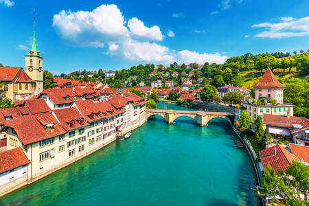 Pohled na řeku Aare v Bernu