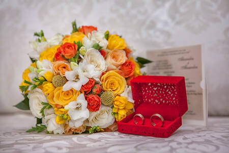 Bouquet and ceremonial rings