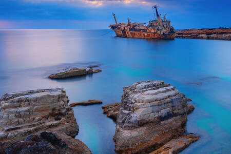 Old ship after a wreck