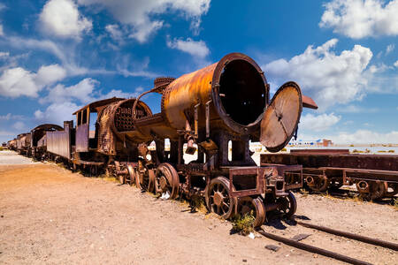 Locomotivă veche ruginită