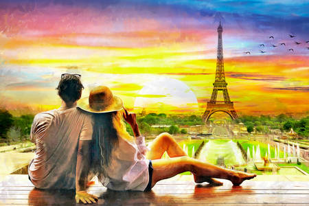 Pareja de enamorados en Paris