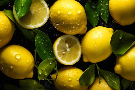 Lemons on a black background