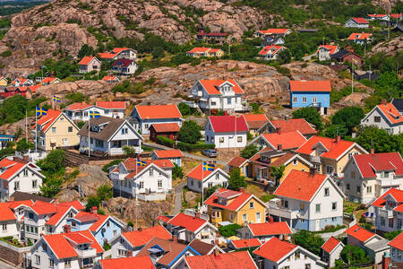 İsveç kıyısındaki evler