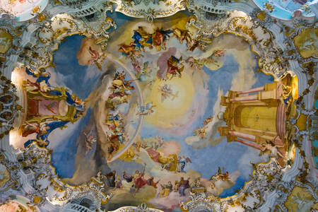 Ceiling painting in Wieskirche church