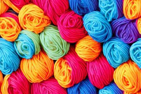 Multi-colored balls of thread