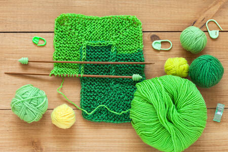 Green wool yarn