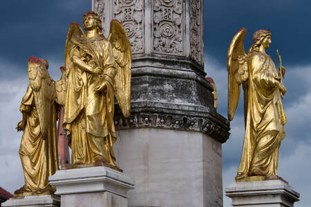Sculptures of golden angels