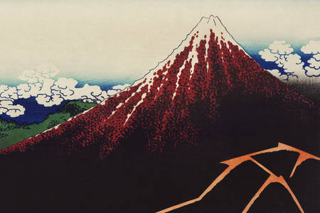 Katsushika Hokusai: Stortbui onder de berg