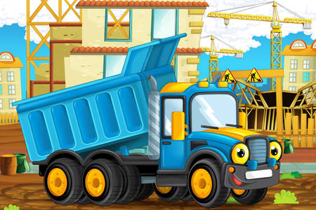 Vrachtwagen op bouwplaats