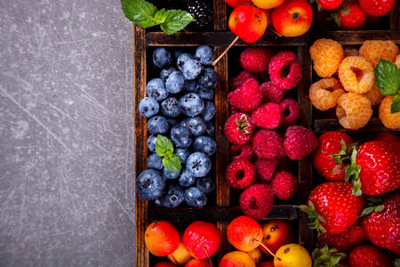 Berries in a wooden box