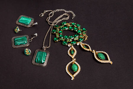 Jewelry with green stones