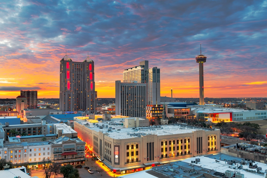 Zonsopgang in San Antonio, Texas