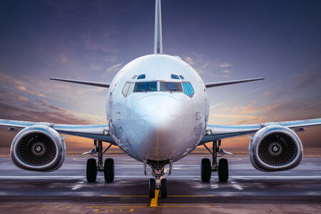 Modern airliner at the airfield