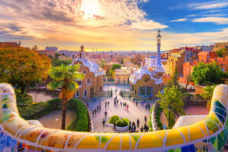 View of the city from Park Guell in Barcelona