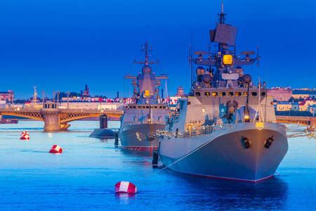 Naval parade in St. Petersburg