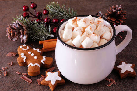Chocolat chaud et biscuits de Noël