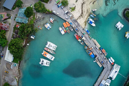 Top view of yachts