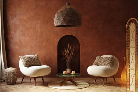 Living room in brown tones