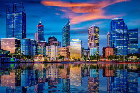 Sunset in Perth city