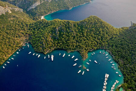 View from above of Gocek bays