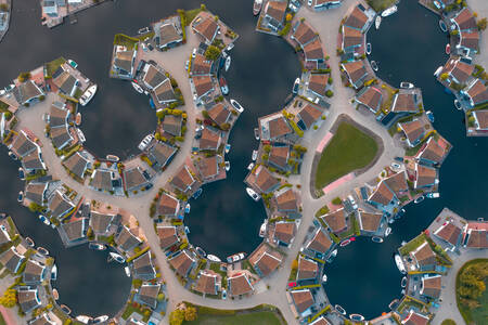 Aerial view of Lemmer in the Netherlands