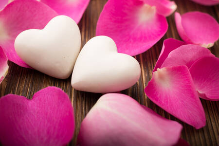 Rose petals and hearts