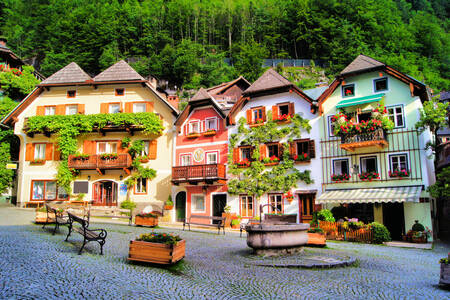 Plein in Hallstatt, Oostenrijk