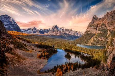 Lago Glacier al atardecer