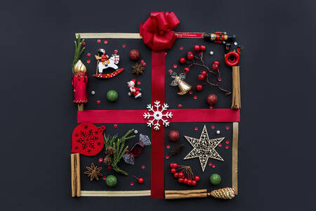 Juldekorationer på svart bakgrund