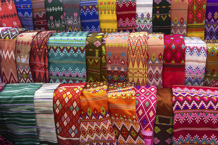 Colorful silk fabrics