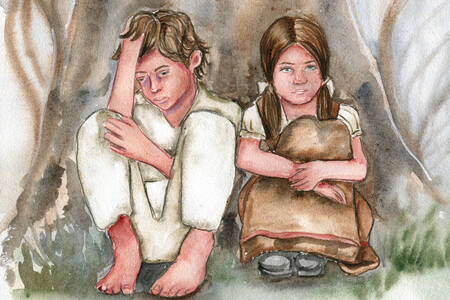 Hansel and Gretel in the forest