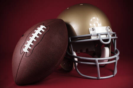 American football and protective helmet