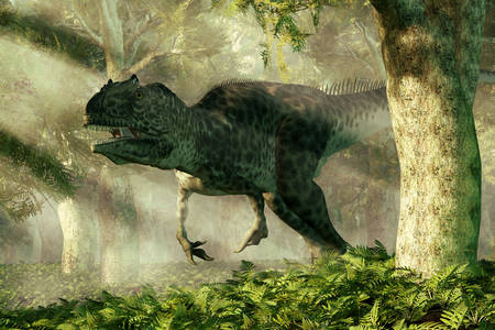 Аллозавр в лесу